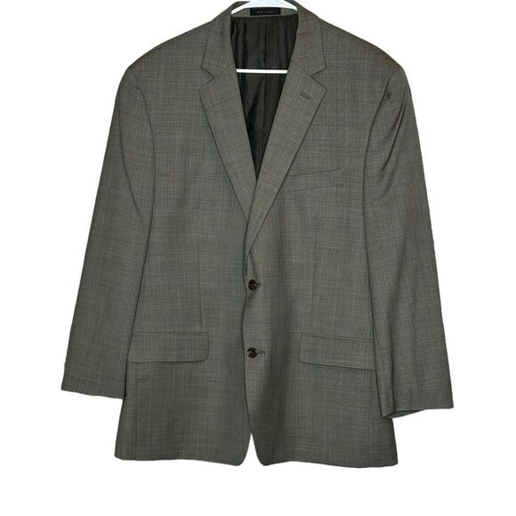 Michael Kors Men Blazer Size 46R Suit Jacket 2 Button Plaid Tan Single Breasted - Picture 1 of 9